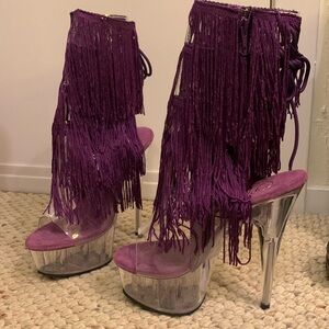 Pleaser lace up zip up fringe purple platform pleasers size 5